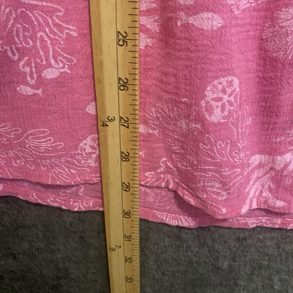 Fresh Produce Top Womens Small Pink Shell Print Cotton Tunic Beach Coastal USA - Picture 6 of 8
